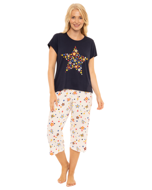 Rainbow Star 100% Cotton Short Sleeved Cropped Leg Pyjamas