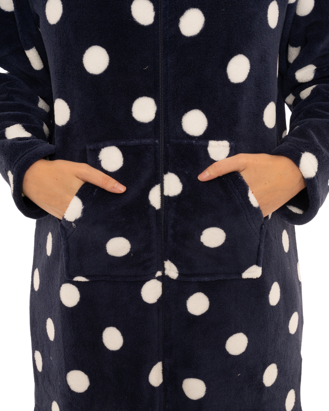 Navy Spot Fleece Full Zip Lounger