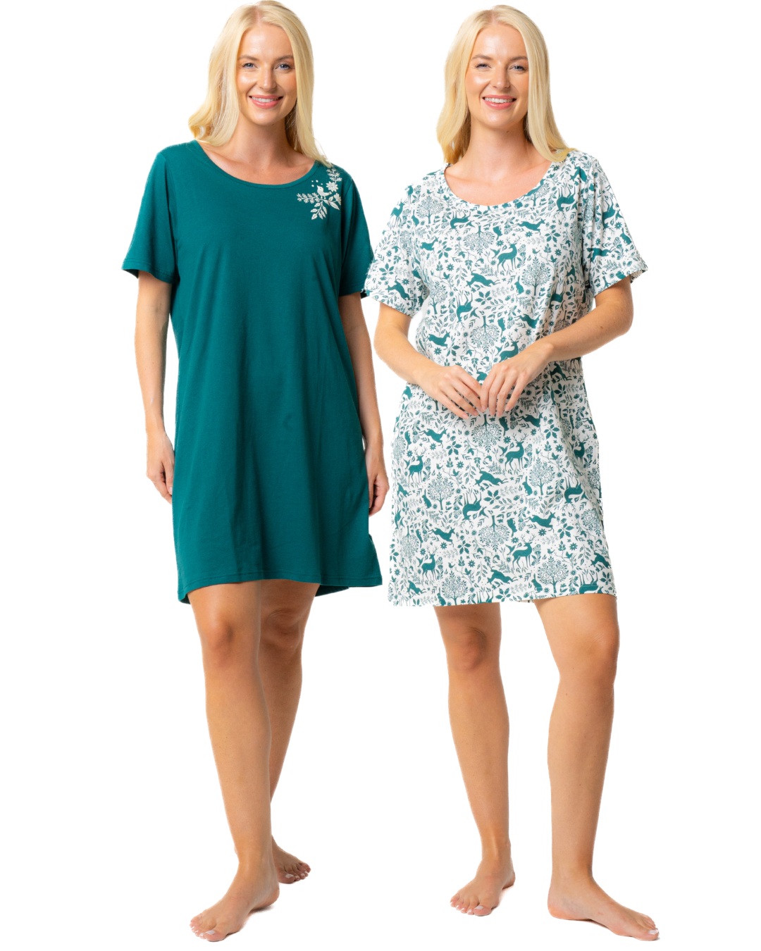 Pack of 2 Forest Green 100% Cotton Nightshirts (NW200463)