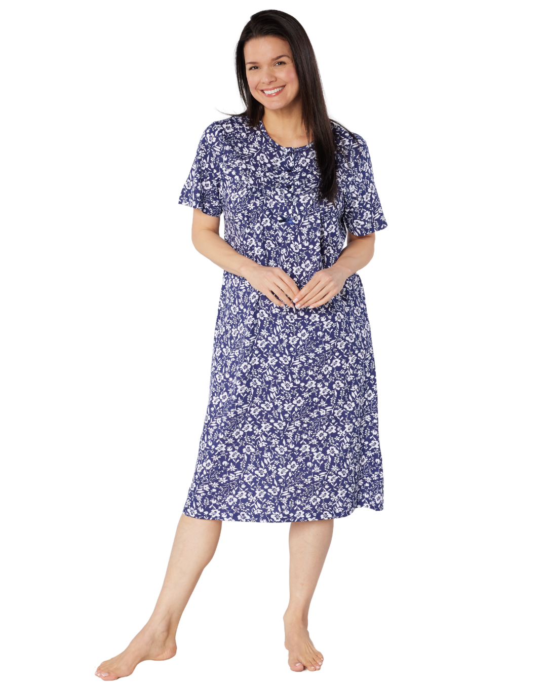 Summer Meadow Print 100% Cotton Jersey Short Sleeve Nightdress (NW200226/7)