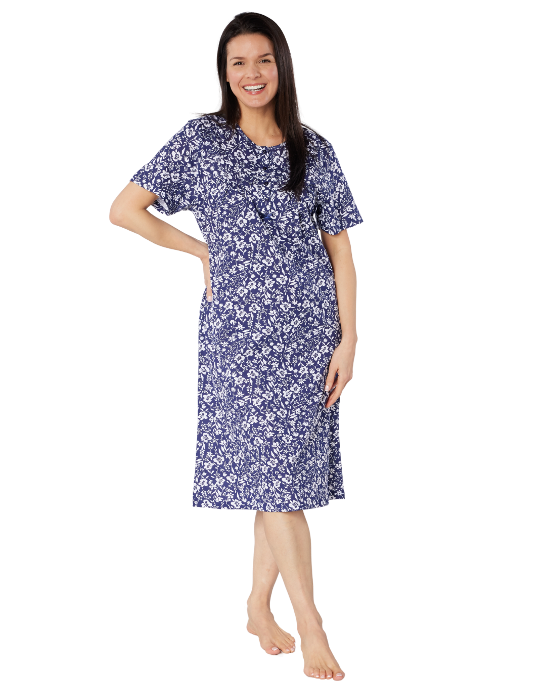 Summer Meadow Print 100% Cotton Jersey Short Sleeve Nightdress (NW200226/7)