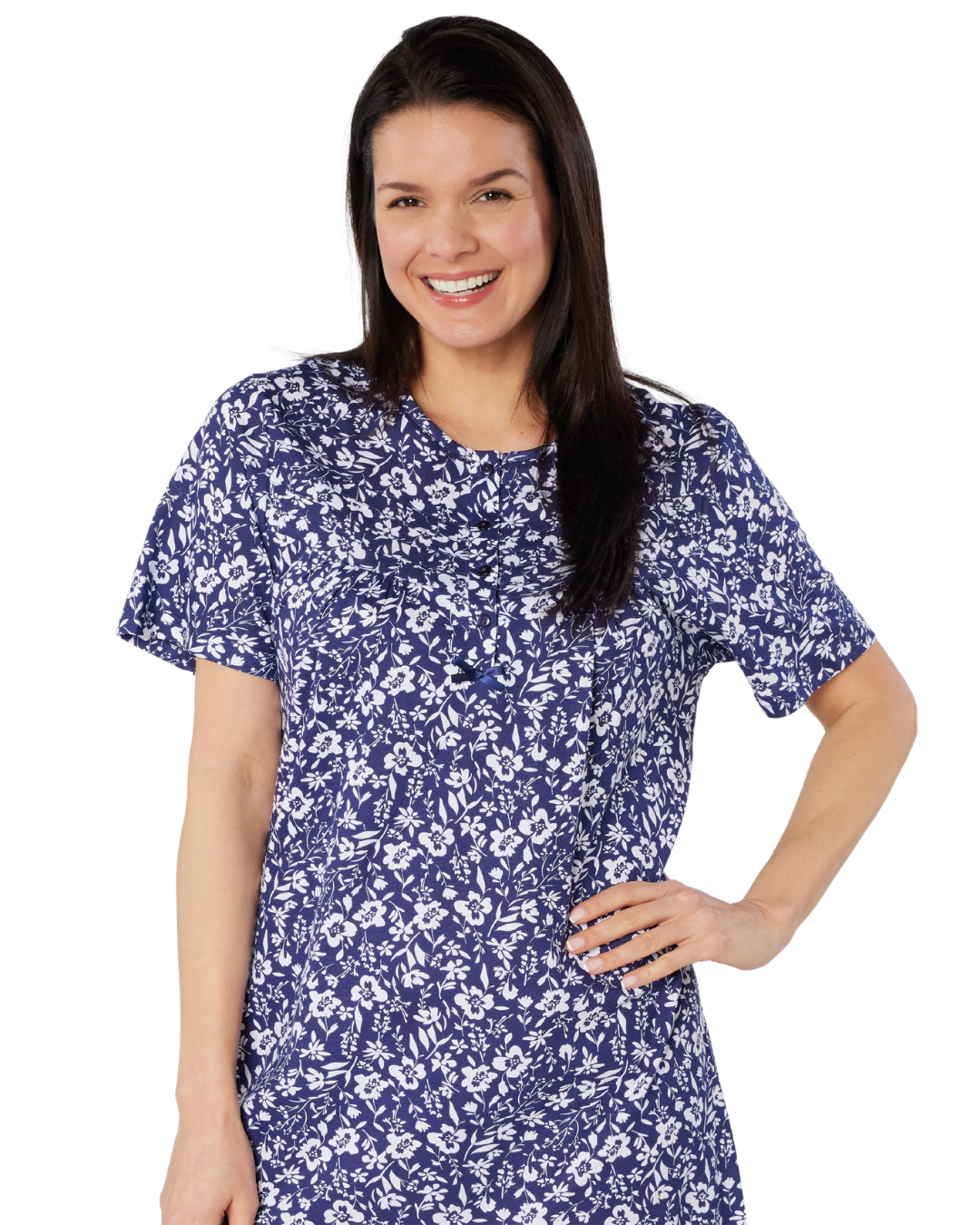 Summer Meadow Print 100% Cotton Jersey Short Sleeve Nightdress (NW200226/7)
