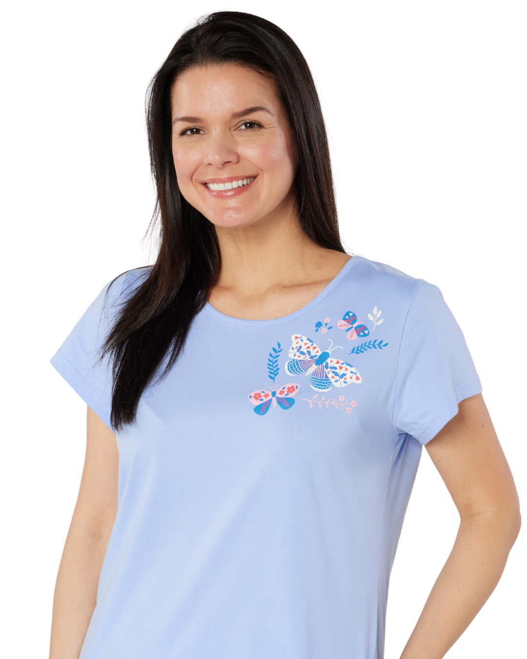 Women's Denim Butterfly 100% Cotton Short Sleeve Cropped Leg Pyjamas